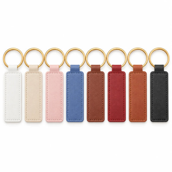 Long leatherette key fob blanks in several colors
